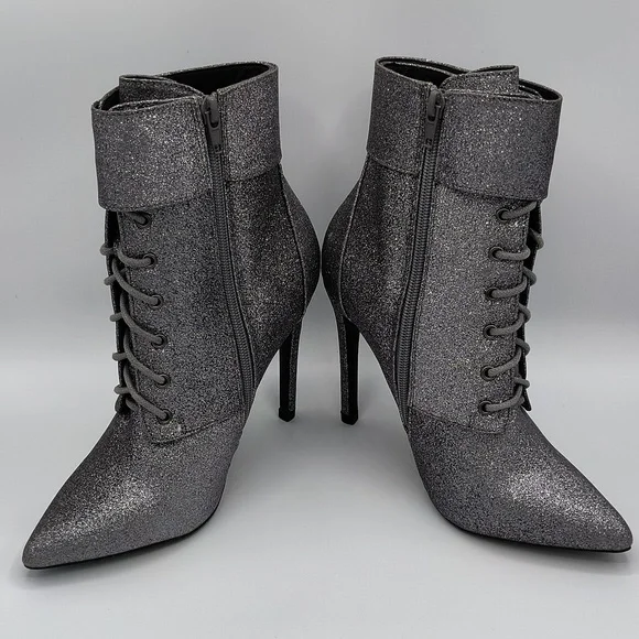 Silver Sparkle High Heel Boots - Picture 5 of 5